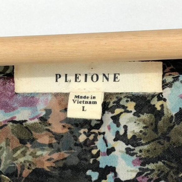 Pleione  Black Floral Peasant Tunic sheer balloon sleeve blouse LG - Picture 4 of 16